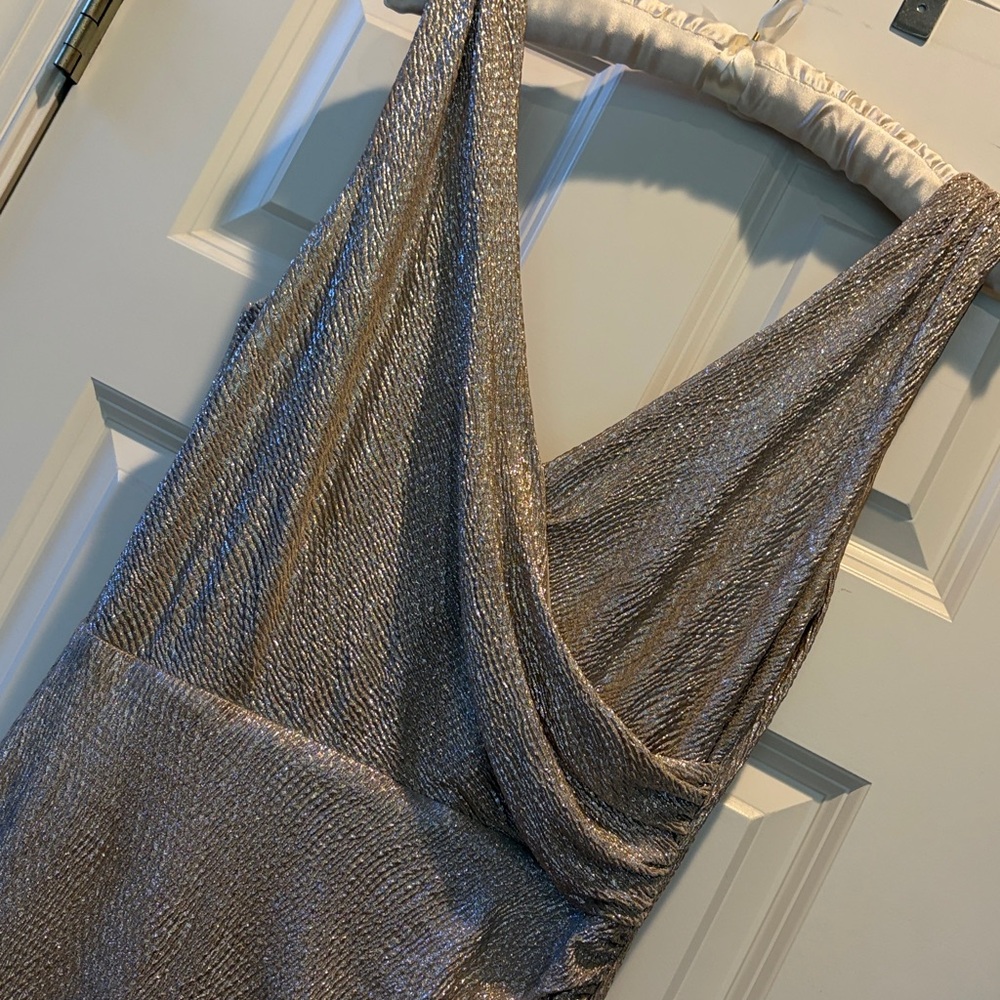Lauren Ralph Lauren Evening Elegant Silver/Taupe Evening Gown 8 - Picture 2 of 10